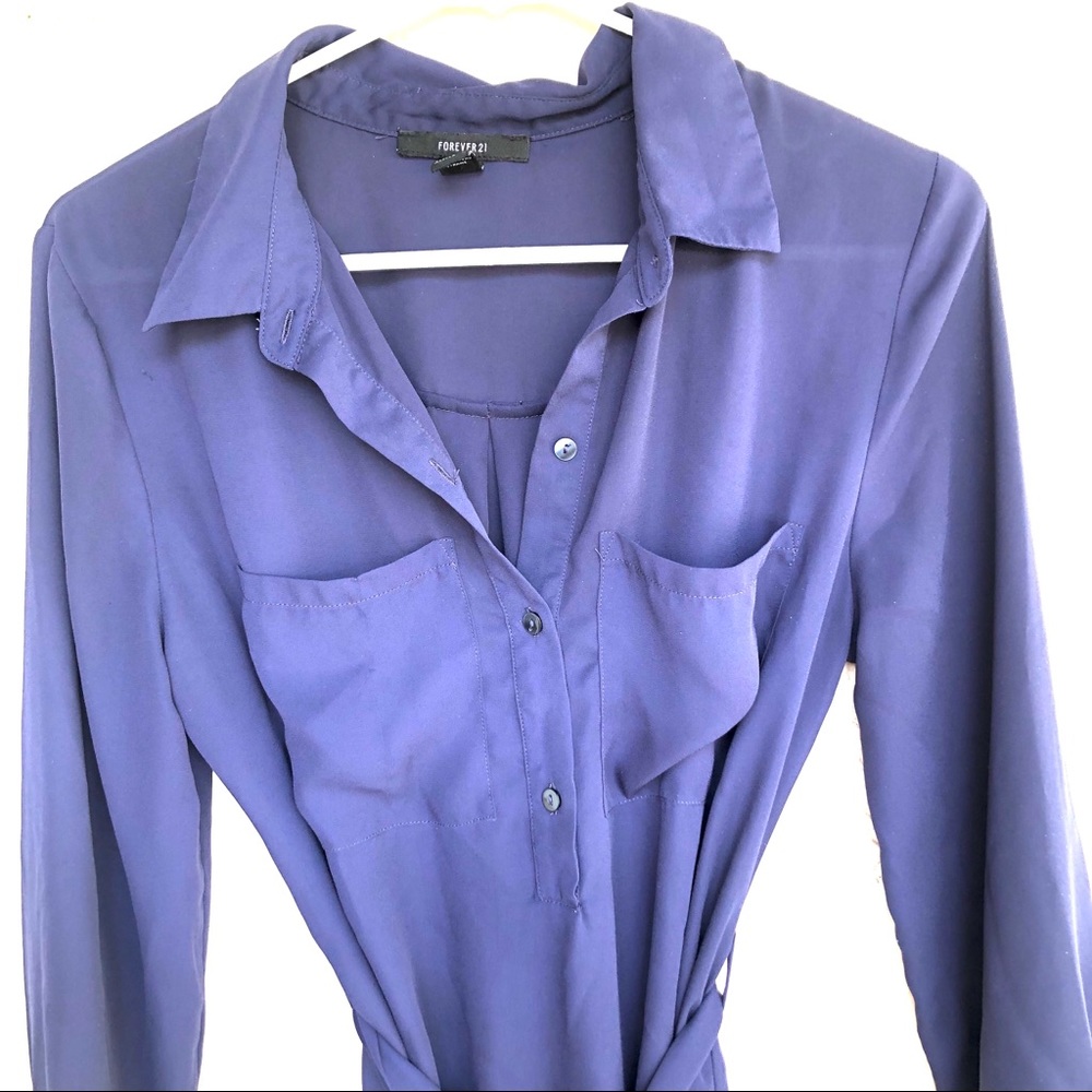 Forever 21 Long Navy Shirt Dress size small
